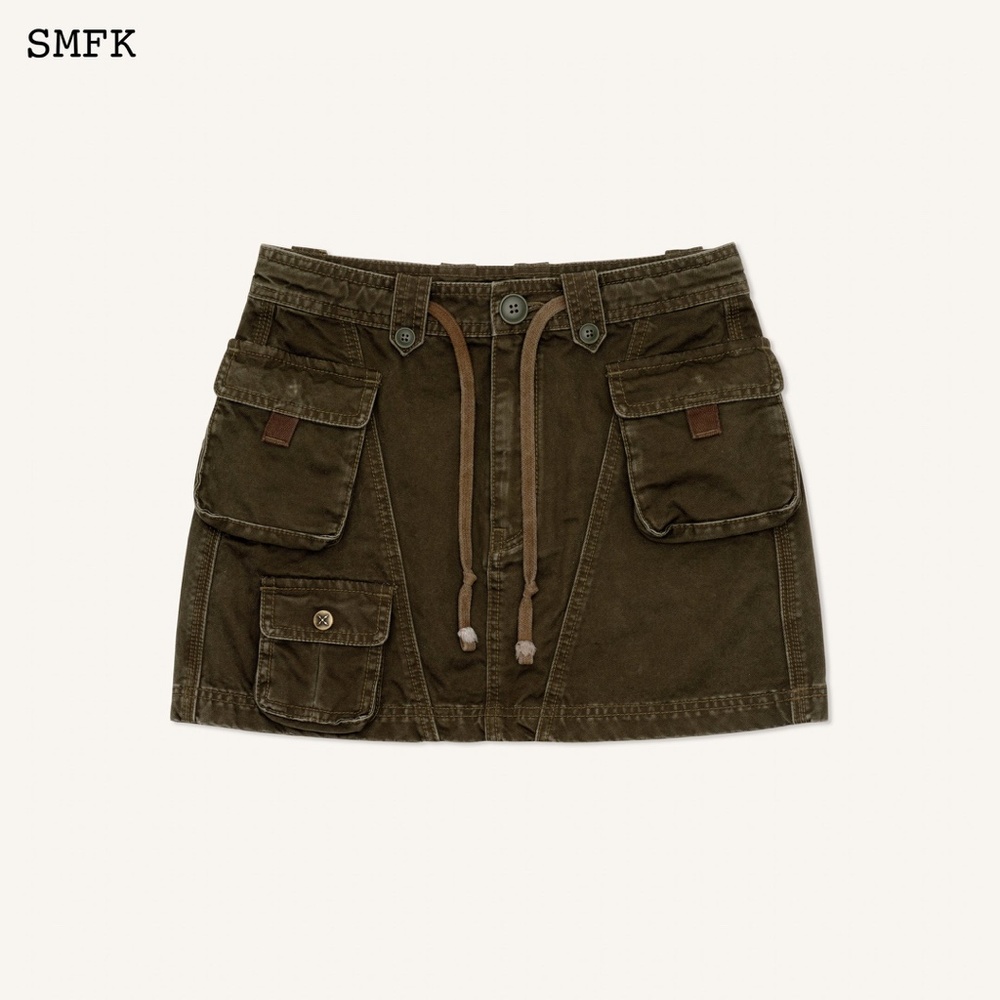 SMFK | ARMY GREEN STRAY MINI SKIRT | MEDIUM